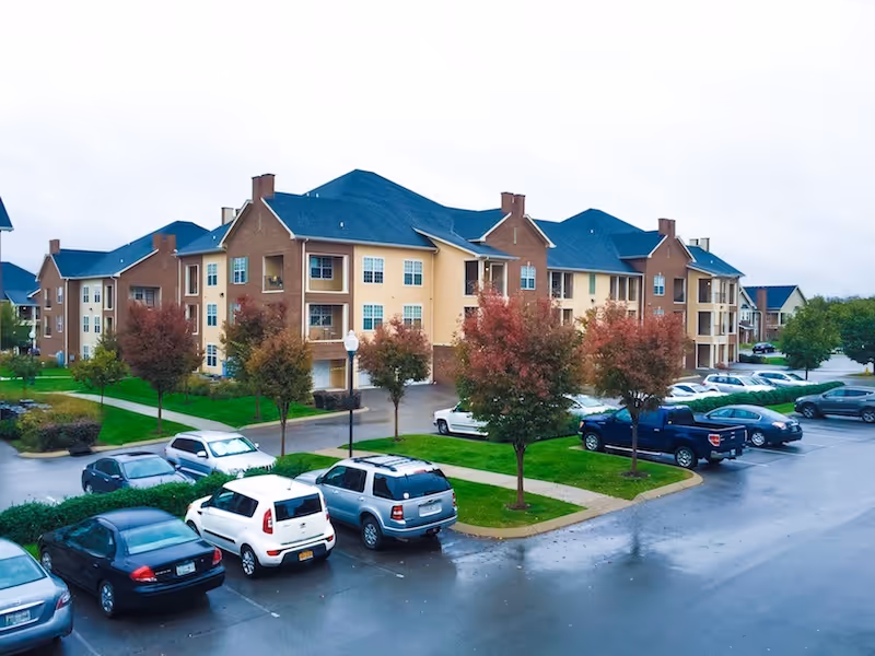 A mid-rise apartment building exterior.